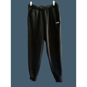 FILA- WOMENS BLACK ELASTIC WAIST TAPPER LEG SWEATPANTS SIZE SMALL